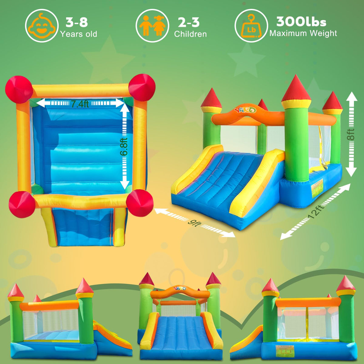 YARD Bounce House slide view highlighting the built-in slide for active play.