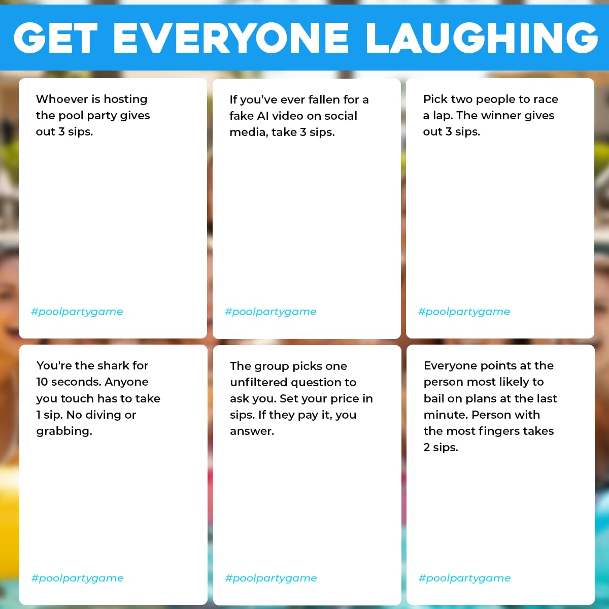 YardSplash waterproof cards close-up designed to resist pool splashes