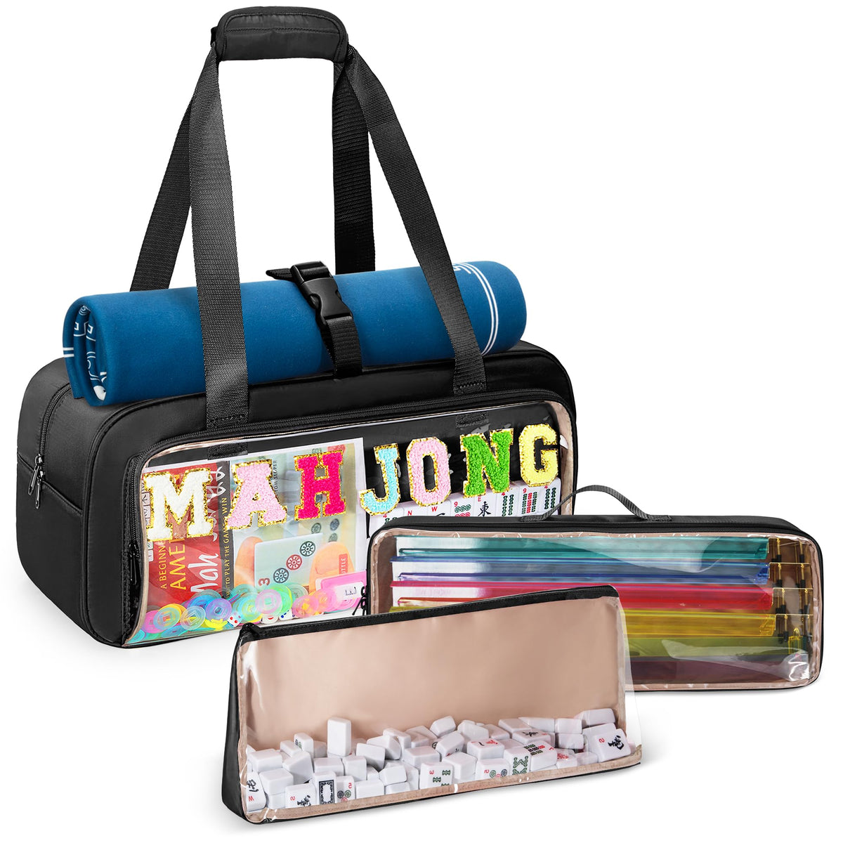 Yarwo mahjong bag with clear front panel for quick tile visibility during play