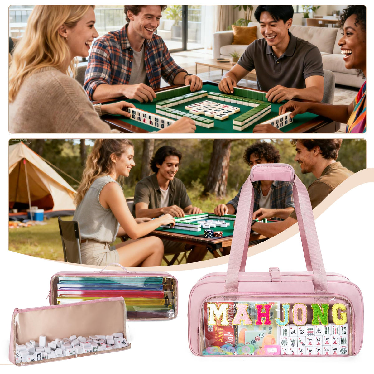 Yarwo front pocket stores cards, dice, and chips for quick access