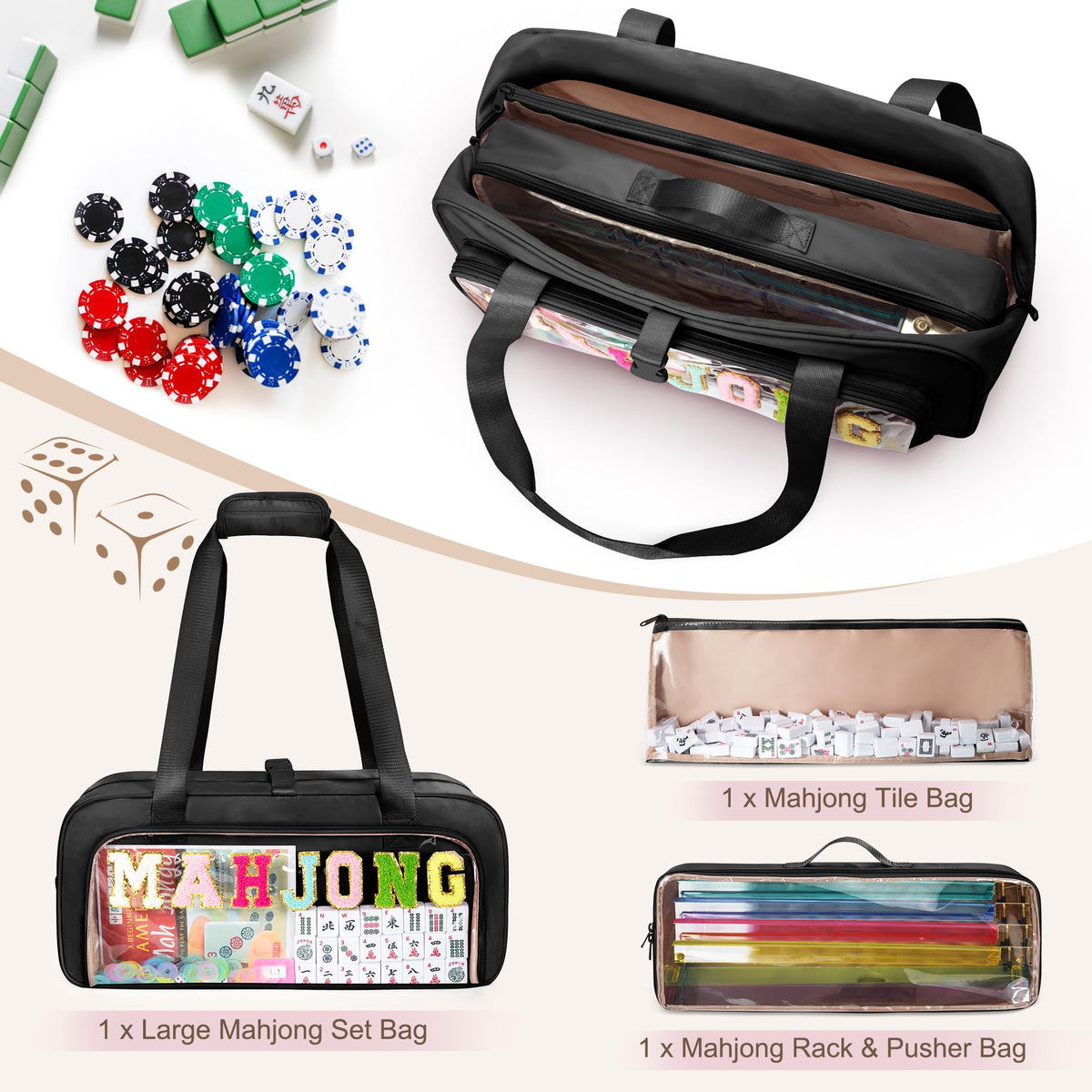 Yarwo mahjong bag made of durable nylon 290D fabric for travel durability