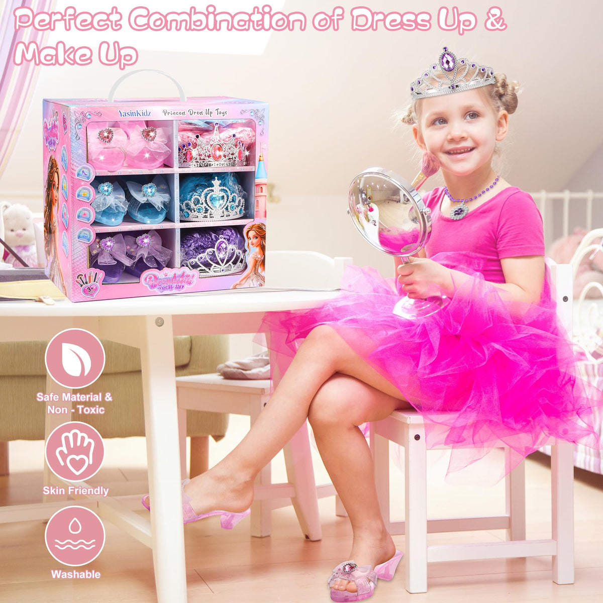 YasinKidz 3-color necklaces add shimmer for dress-up.