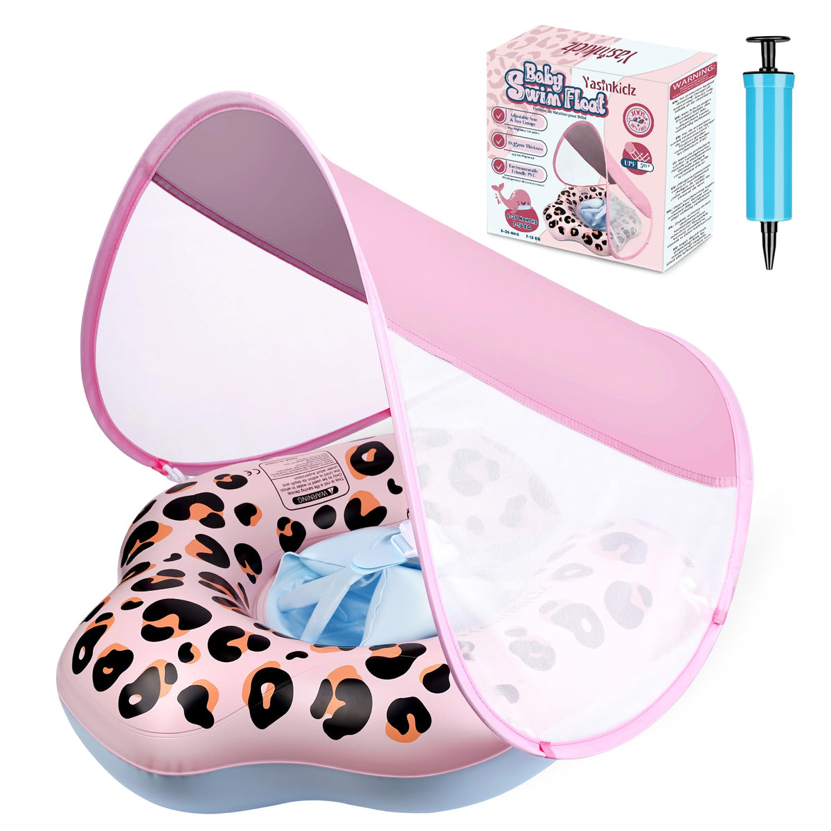 YasinKidz Leopard baby pool float with bold print for secure splash time