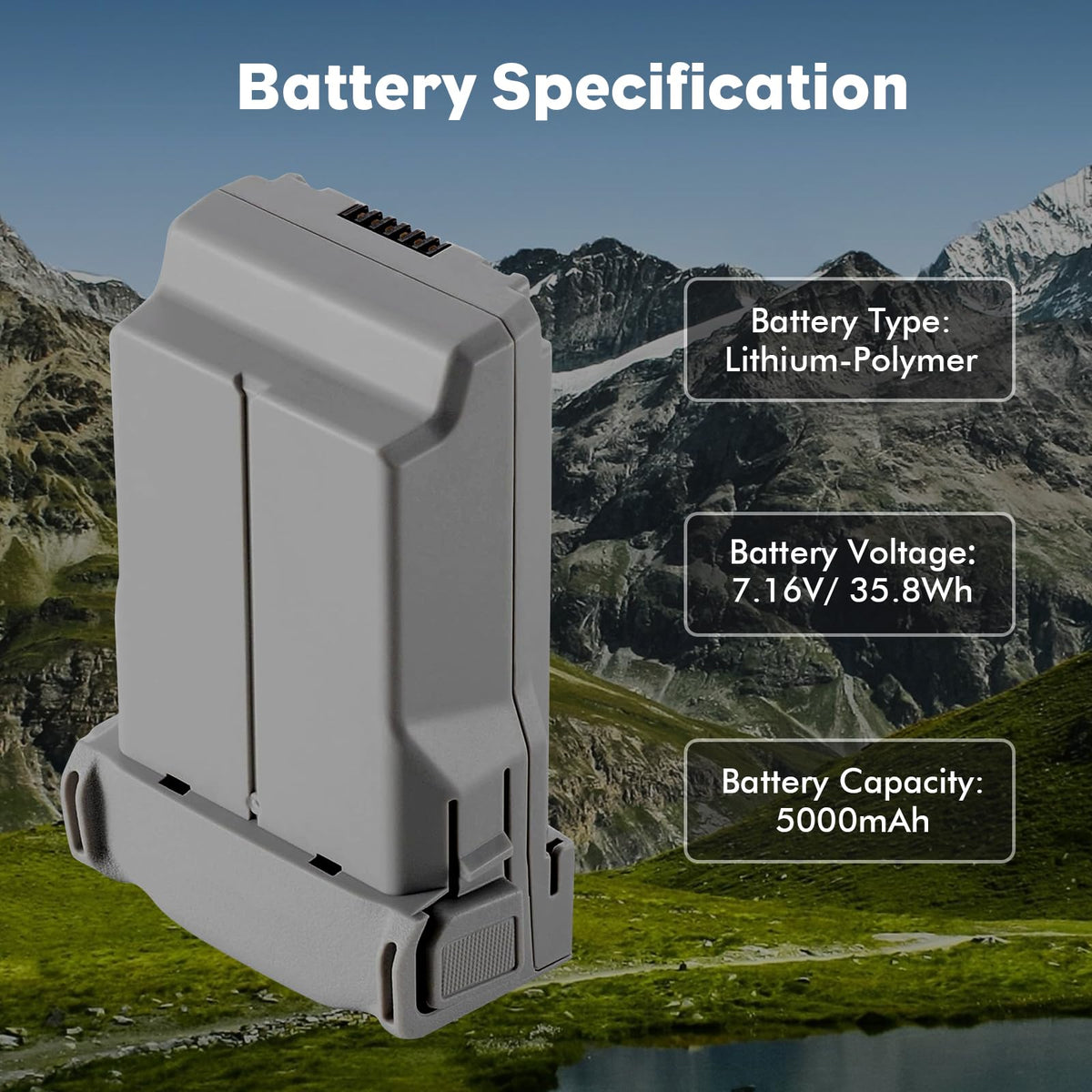 YATEOO extended flight time battery for DJI Mini 5 Pro, ideal for aerial shoots.