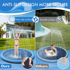 YAUNGEL 97-inch splash pad side view showing large play area for kids