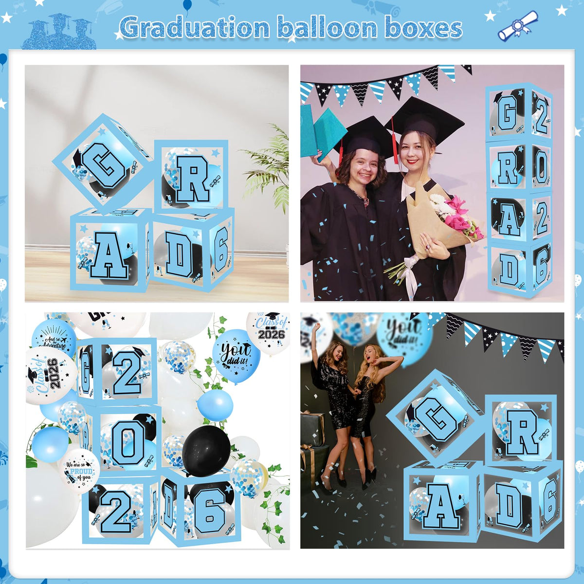 Yavxzvbw light blue balloon boxes enhance the decor with color and volume