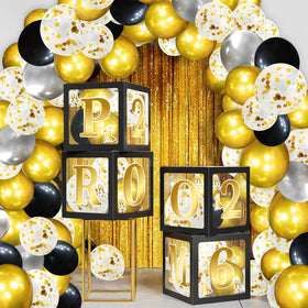 Yavxzvbw latex balloons in black gold and silver for festive decor.
