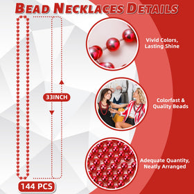 YAXINRUI 33-inch red bead necklace offers long, eye-catching wearable decor.