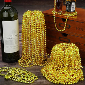 YAXINRUI 33 inch gold bead necklace laid flat for parades