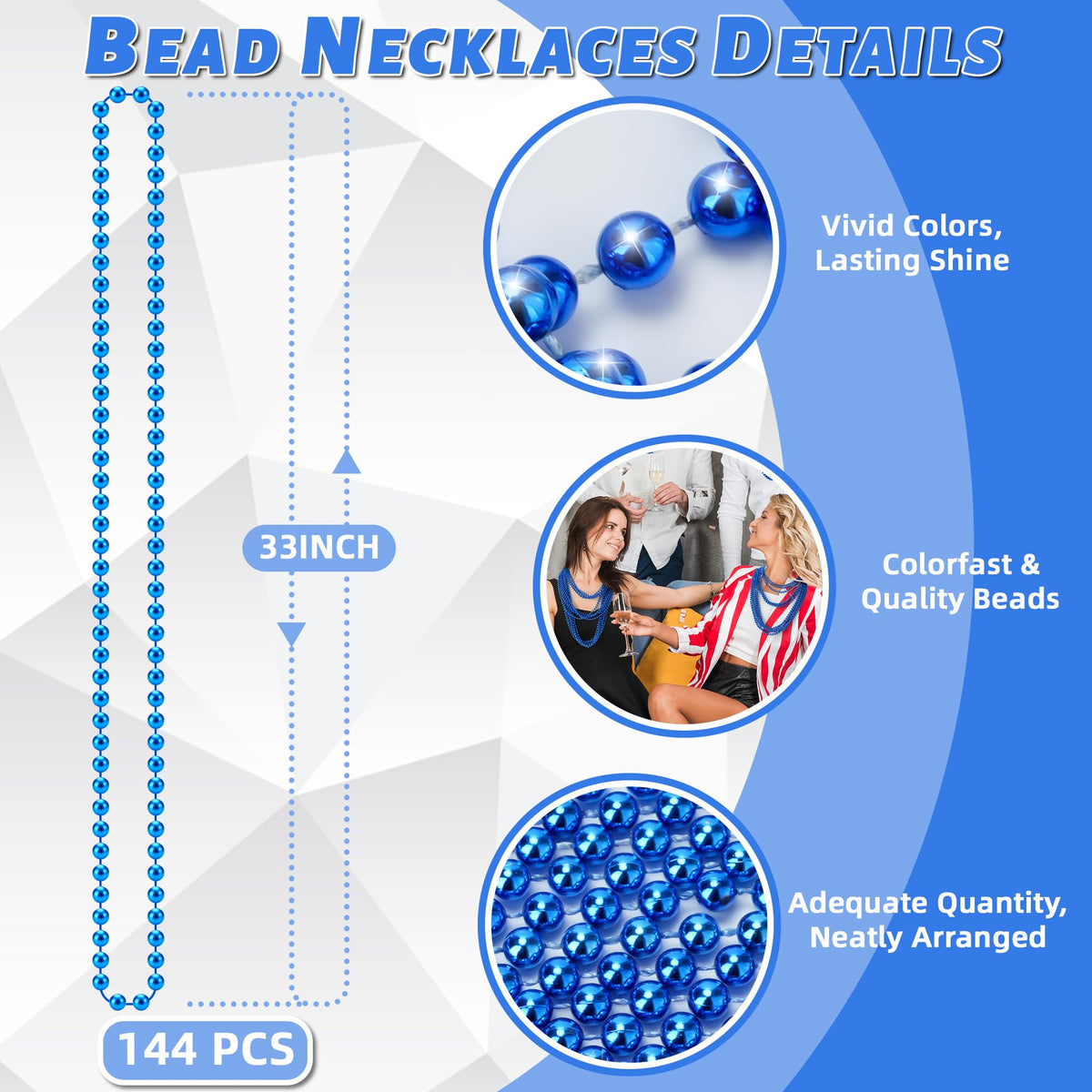YAXINRUI patriotic blue necklace for 4th of July celebrations
