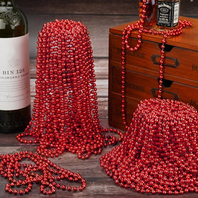 YAXINRUI Mardi Gras red bead necklaces with bold color for events.