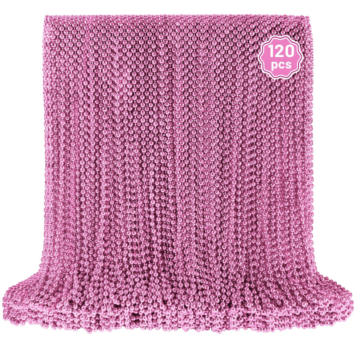 YAXINRUI pink bead necklace 120pcs for Mardi Gras—in vibrant party accessories
