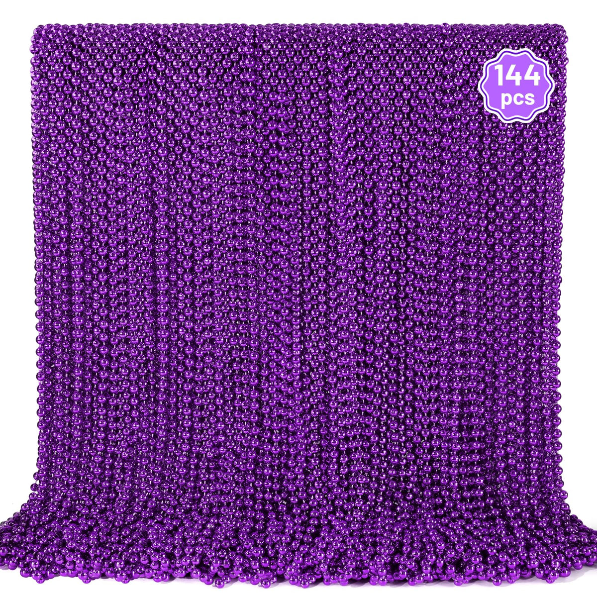 YAXINRUI purple Mardi Gras bead necklace, 33-inch length for festive events.
