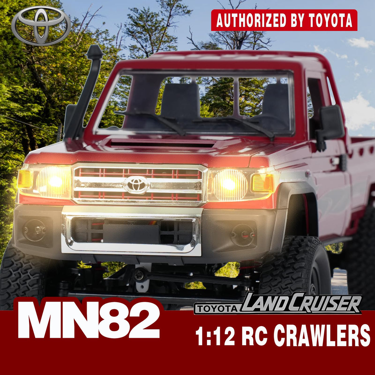 YAZHIYI MN-82 RC rock crawler top view showing dual 1200mAh batteries