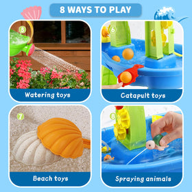 YAZ&OUZ windmill and water wheel encourage motion and discovery during playtime.