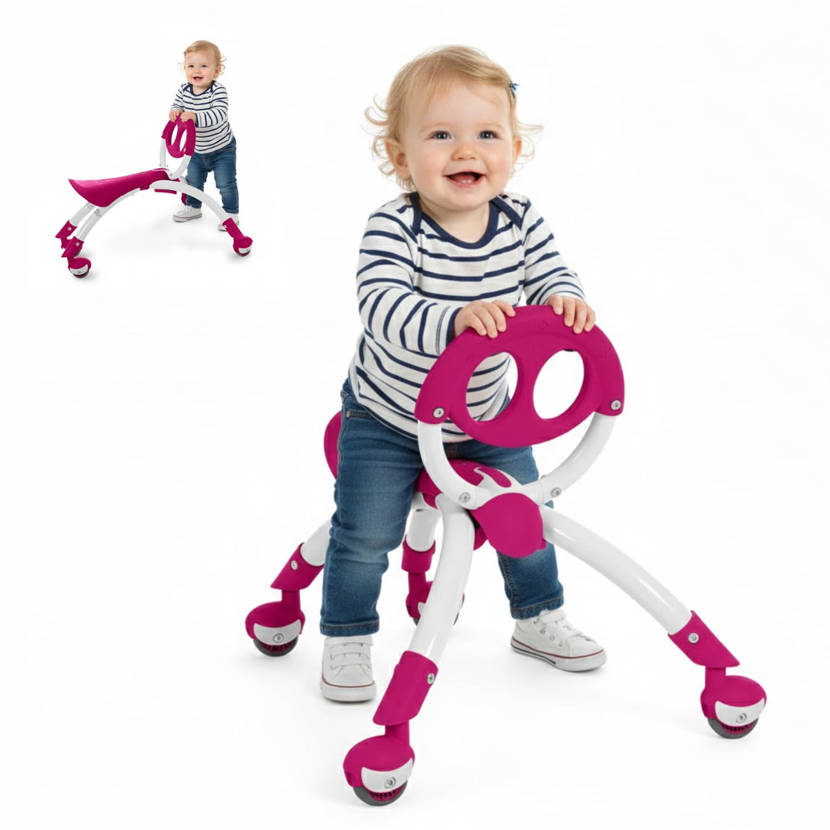 YBIKE Pewi Raspberry balance bike side view promoting balance and confidence during play