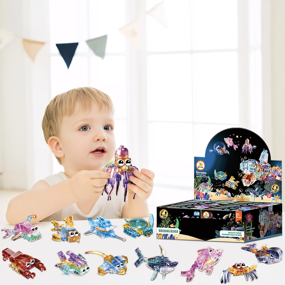 YCJZXMS completed shark sculpture from blocks inspires imaginative ocean play