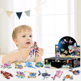 YCJZXMS completed shark sculpture from blocks inspires imaginative ocean play
