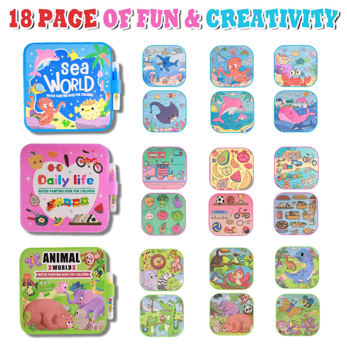 YECHISY water book ocean adventure cover for colorful exploration without spills.