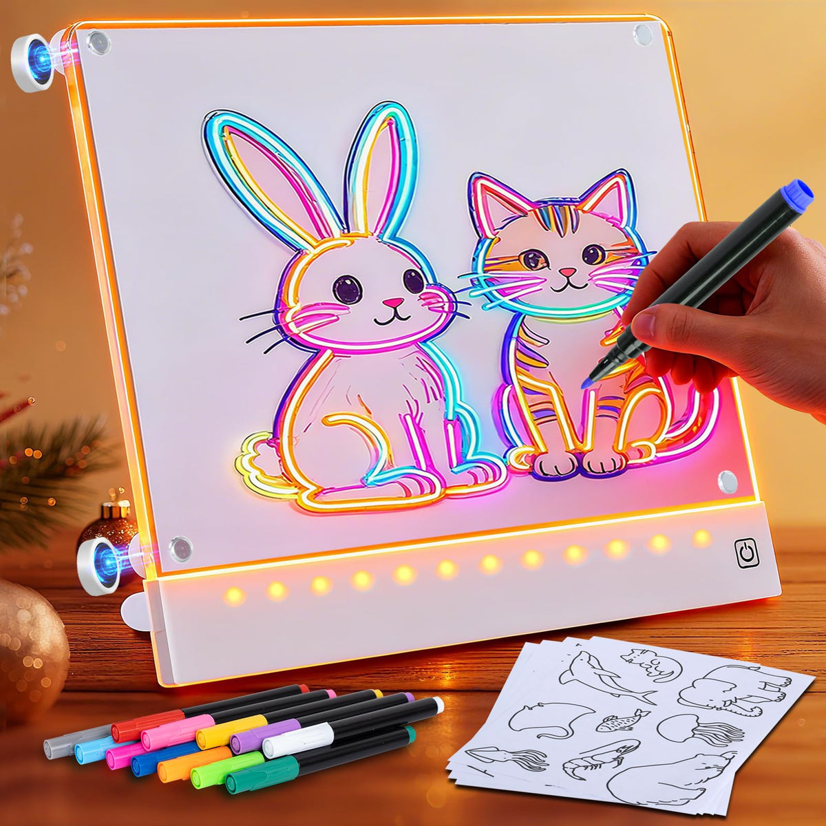 Yecuip Lumi Board shows magnetic trace hold securing A4 tracing paper for precise lines.