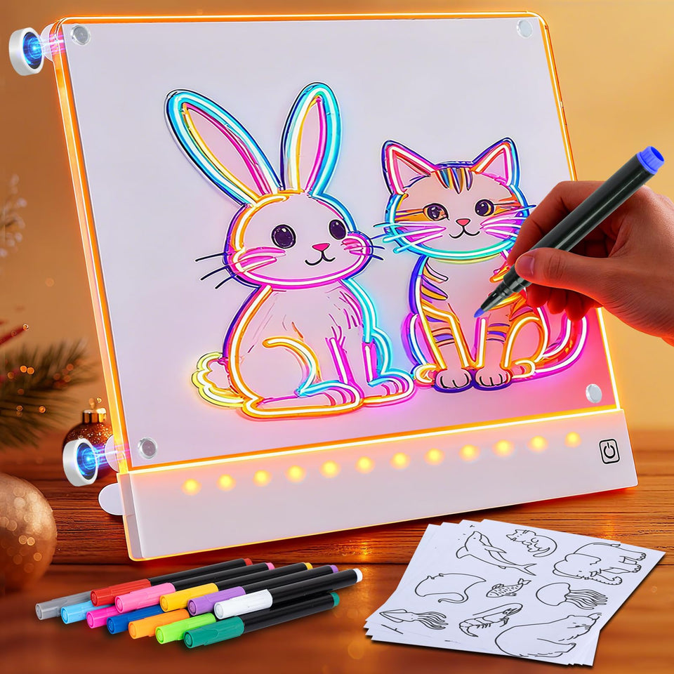 Yecuip Lumi Board shows magnetic trace hold securing A4 tracing paper for precise lines.