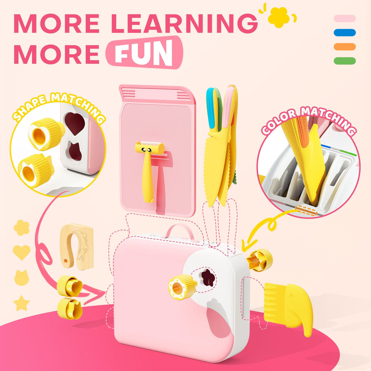 Yeeammk dishwasher-safe kid utensils keep colors bright after play.