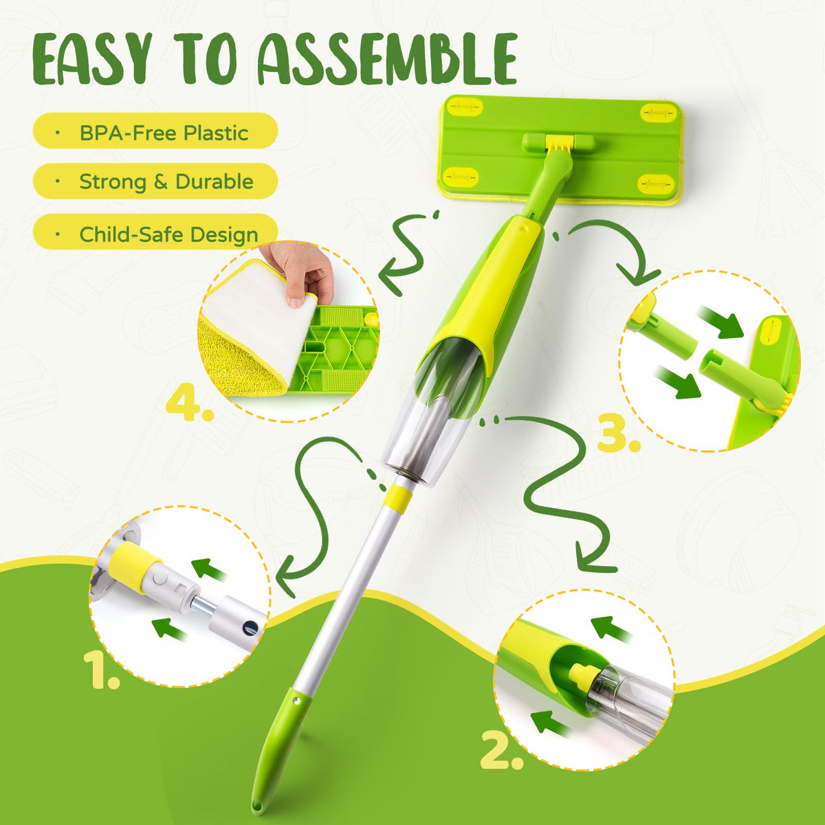 Yeeammk assembled cleaning set; bright colors inspire tidy-up pretend play routines.