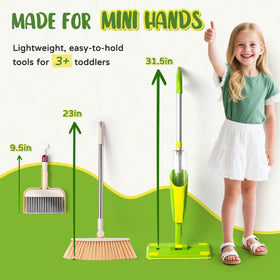 Yeeammk dustpan set; easy for little hands to scoop up play mess.