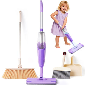 Yeeammk kids cleaning toy set with purple spray mop for imaginative play