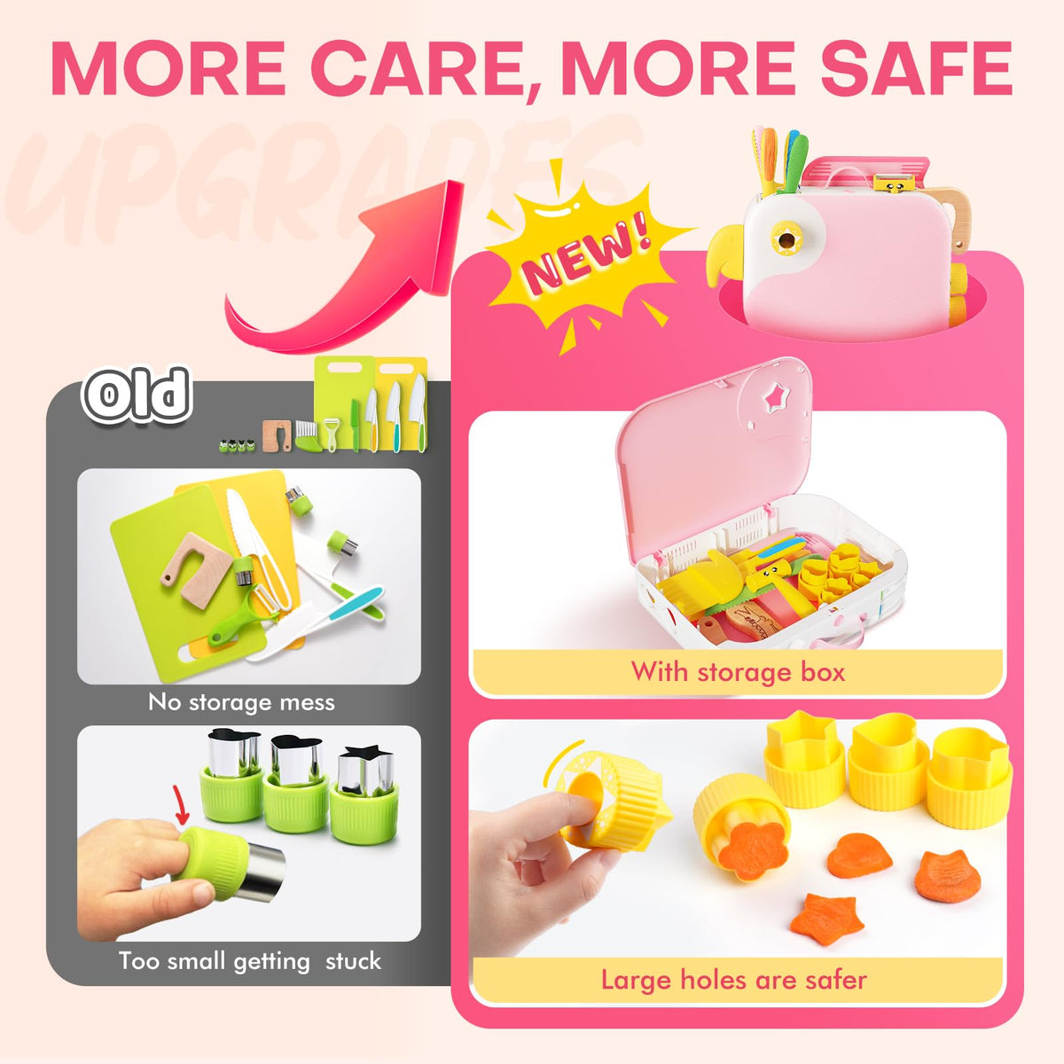 Yeeammk pink bird-shaped storage box encourages tidy cleanup after cooking.