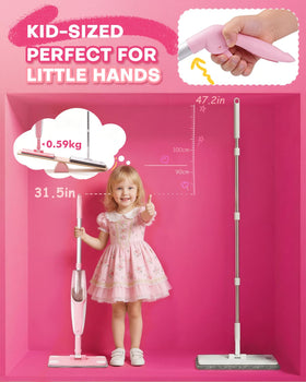 Yeeammk pink mini spray mop with safety design and durable plastic.