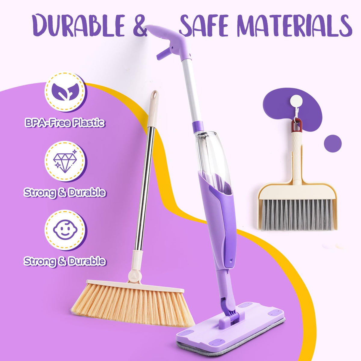 Yeeammk real spray action toy mop adds authentic cleaning fun