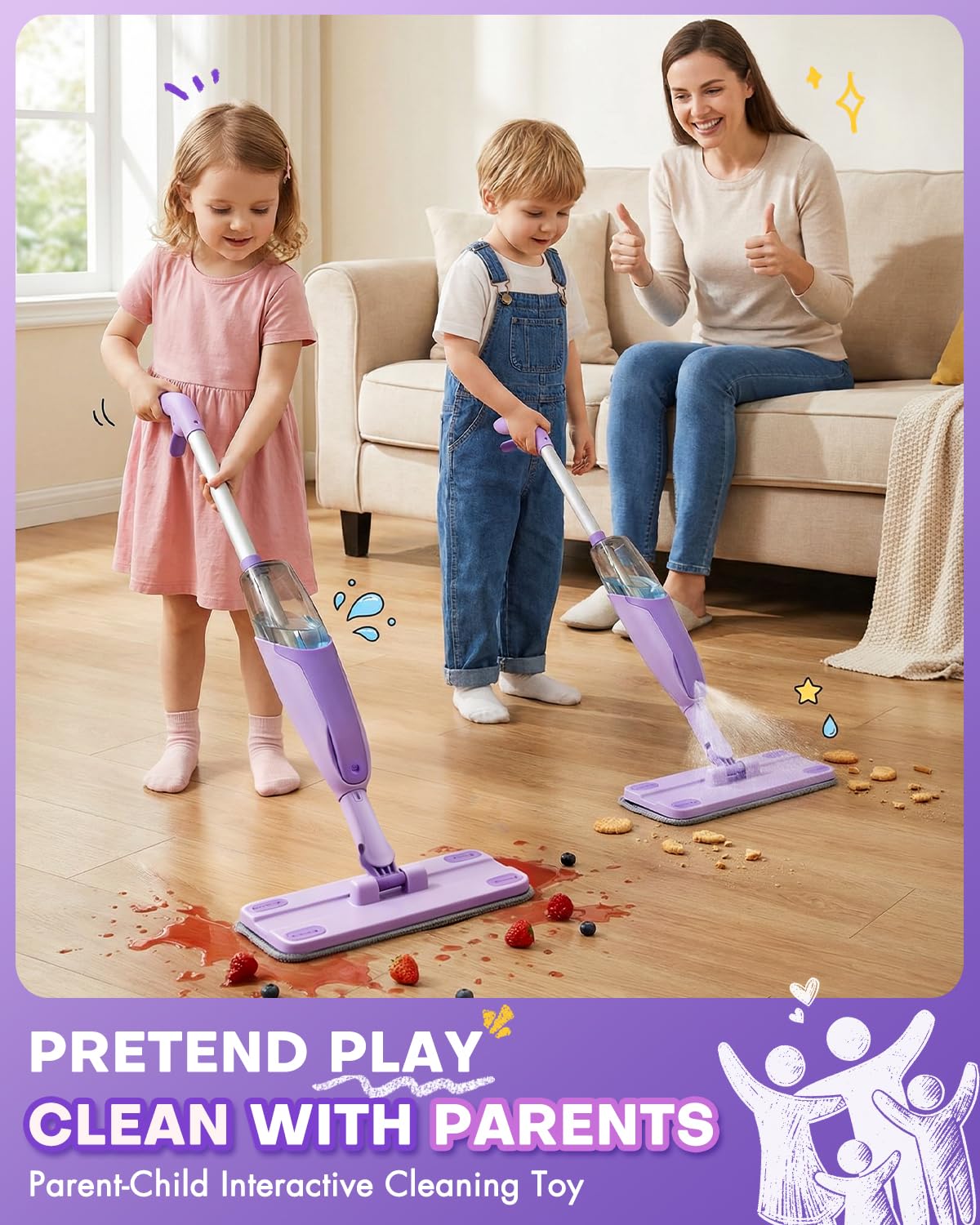 Yeeammk real spray feature engages kids in pretend chores.