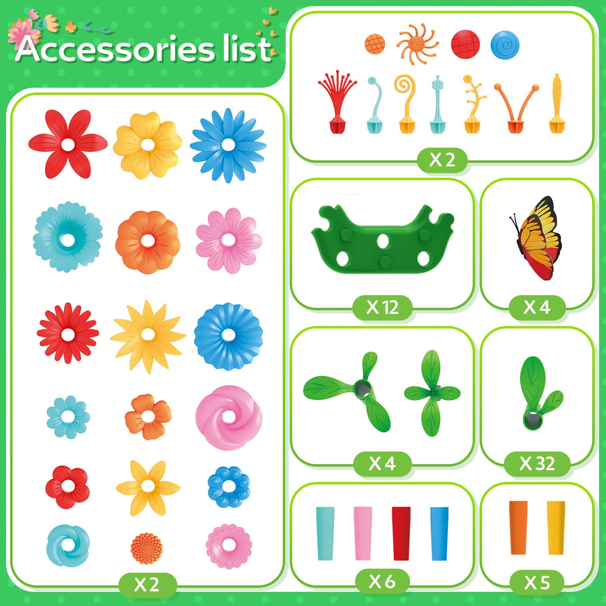YEEBAY butterfly and stem pieces add decorative floral designs.