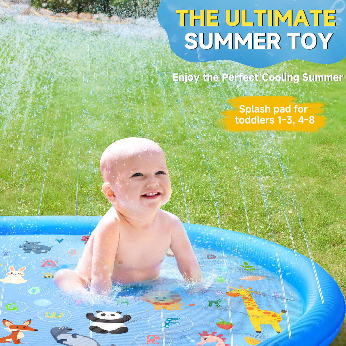 Yeeeasy splash pad children playing outdoors for active summer fun.