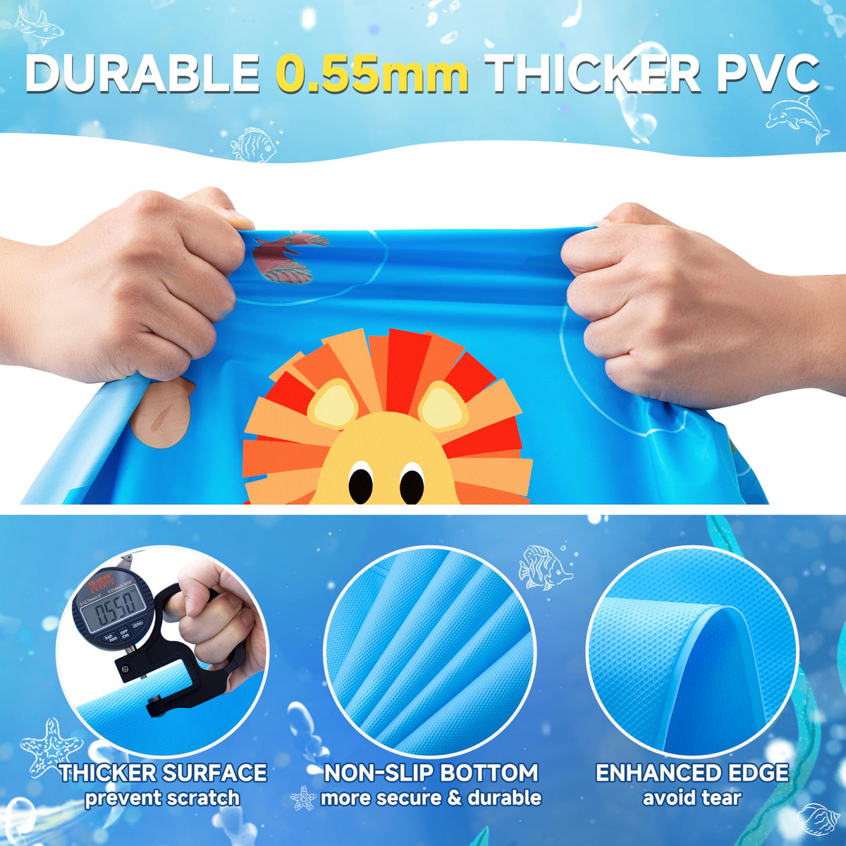 Yeeeasy foldable splash pad ready for backyard or beach trips.