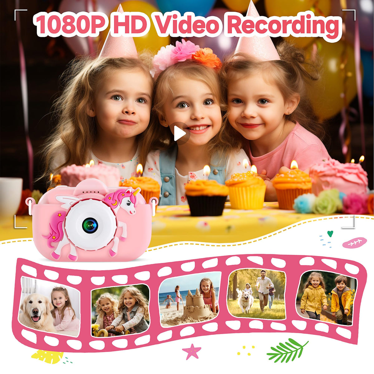 Durable silicone case protects the camera during play.