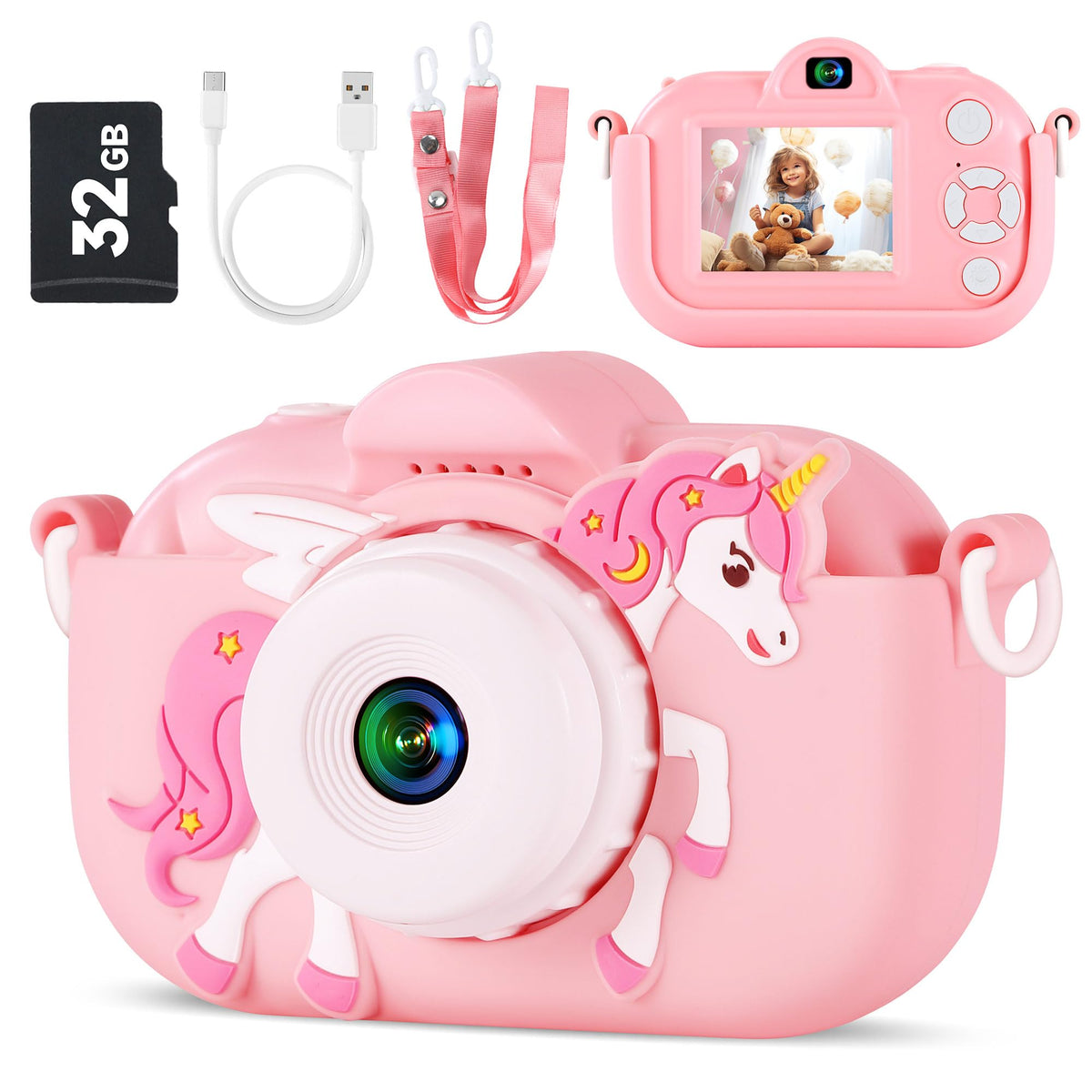 YEEHAO Kids Camera with 48MP dual lenses captures vibrant photos.