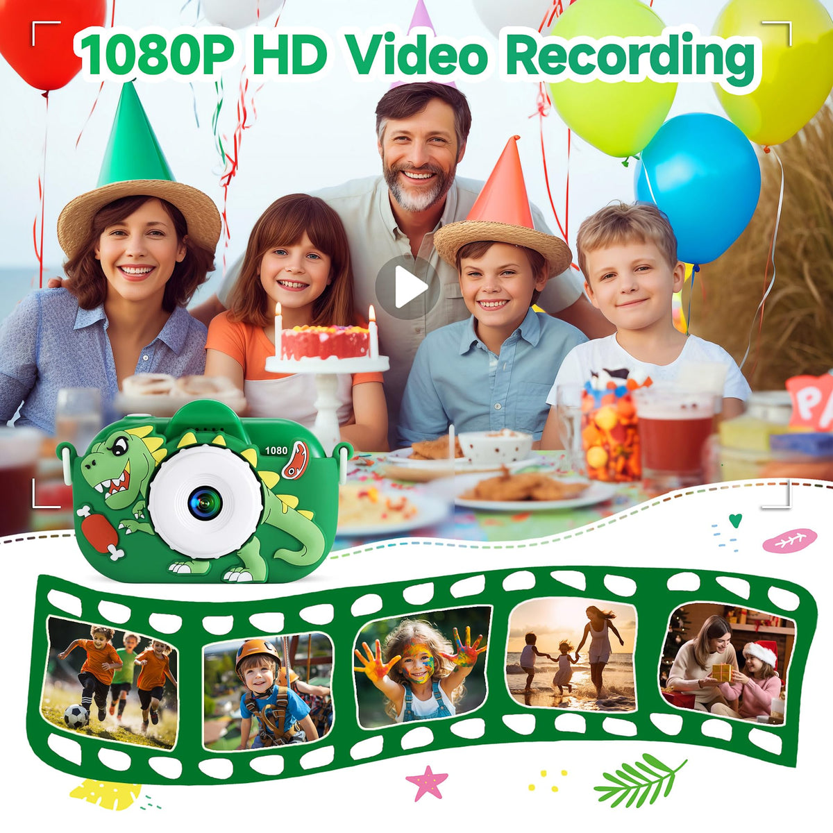YEEHAO Kids Camera screen display with stickers and editing features
