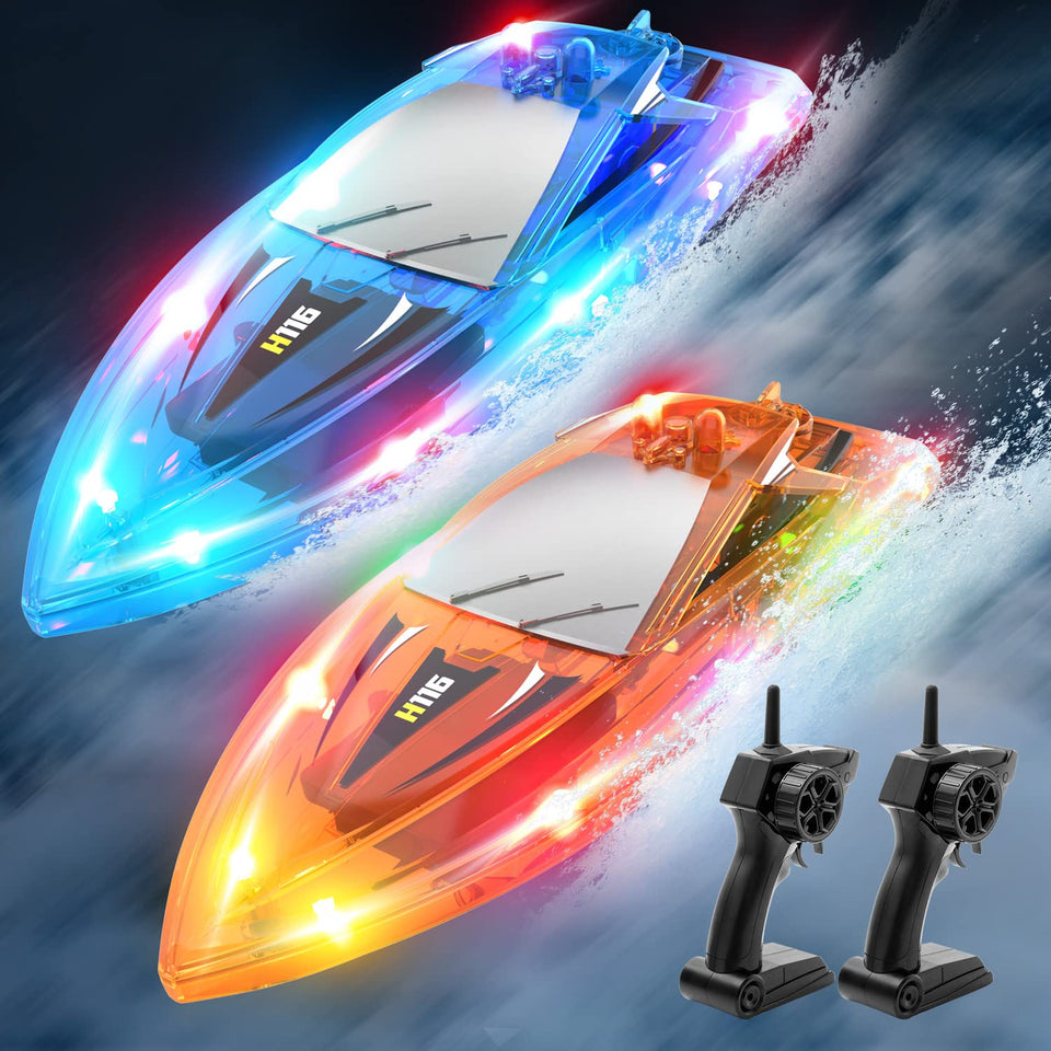YEETFTC RC Boat front view showcases kid-friendly design for pool or pond adventures.