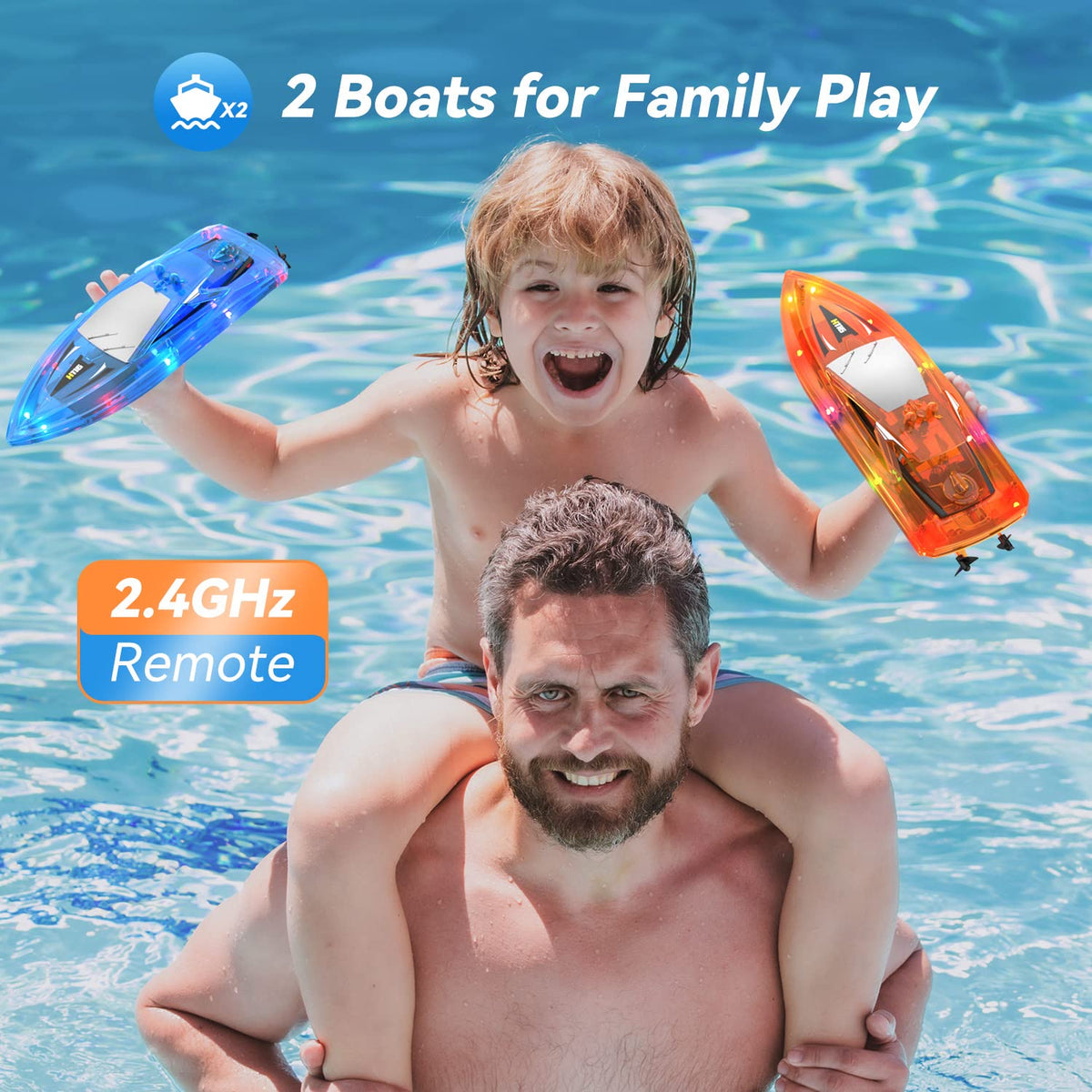 YEETFTC RC Boat LED lights enable engaging night-time pool play.