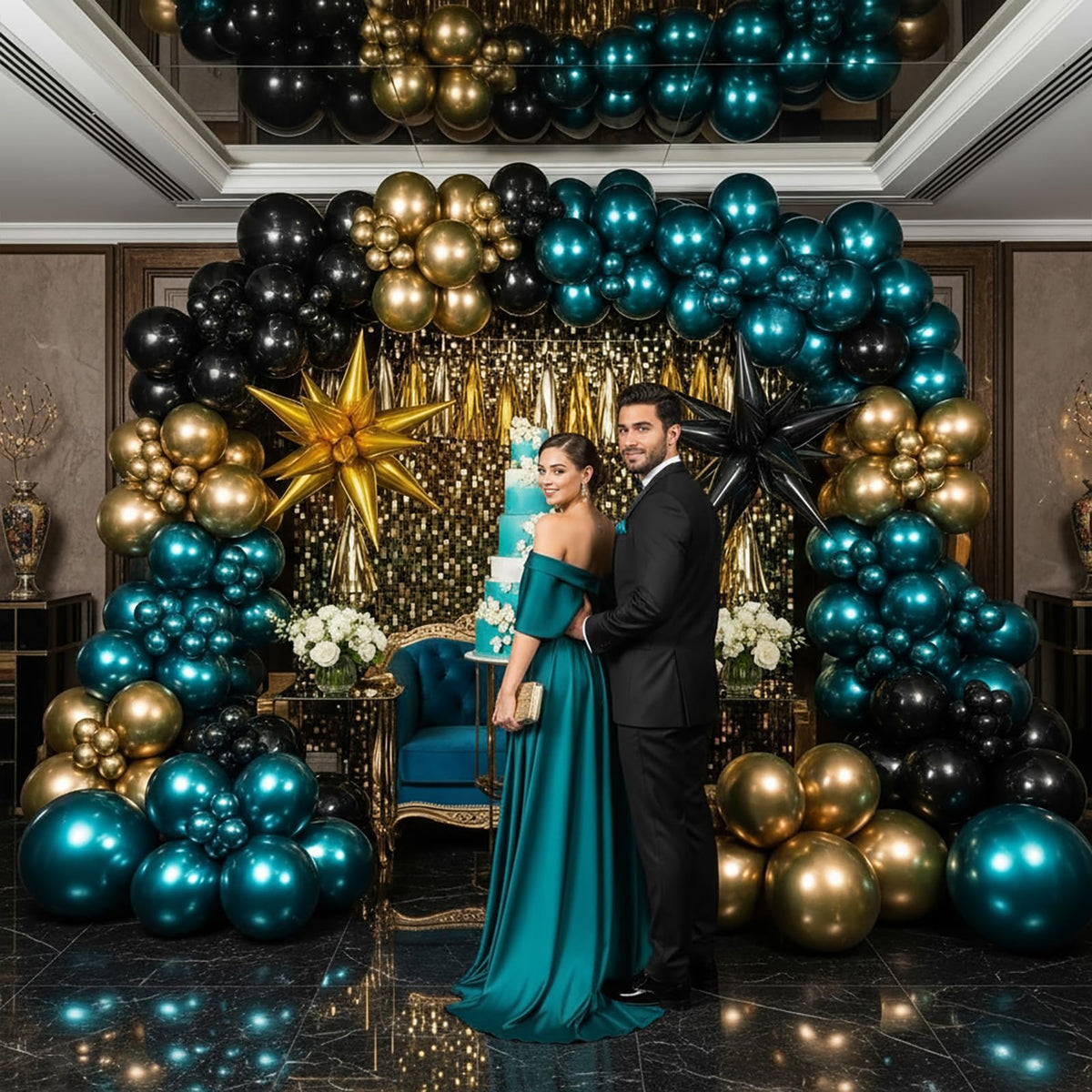 Yeewaka balloon arch backdrop setup enables quick transformation of venues into luxurious spaces.
