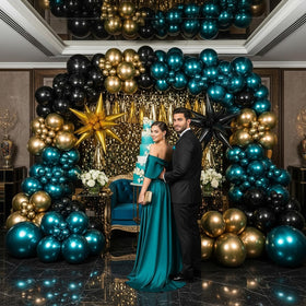 Yeewaka balloon arch backdrop setup enables quick transformation of venues into luxurious spaces.