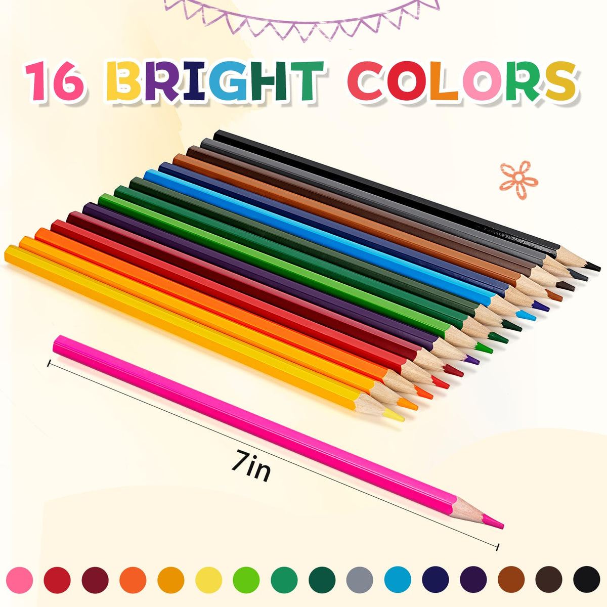 YEGEER 16 vibrant colors pre-sharpened tips enable instant drawing