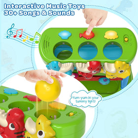 YEGEER dinosaur color matching promotes early cognitive skills during feeding play.