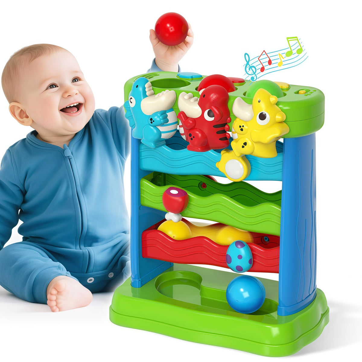YEGEER dinosaur feeding ball enhances color recognition and fine motor practice.