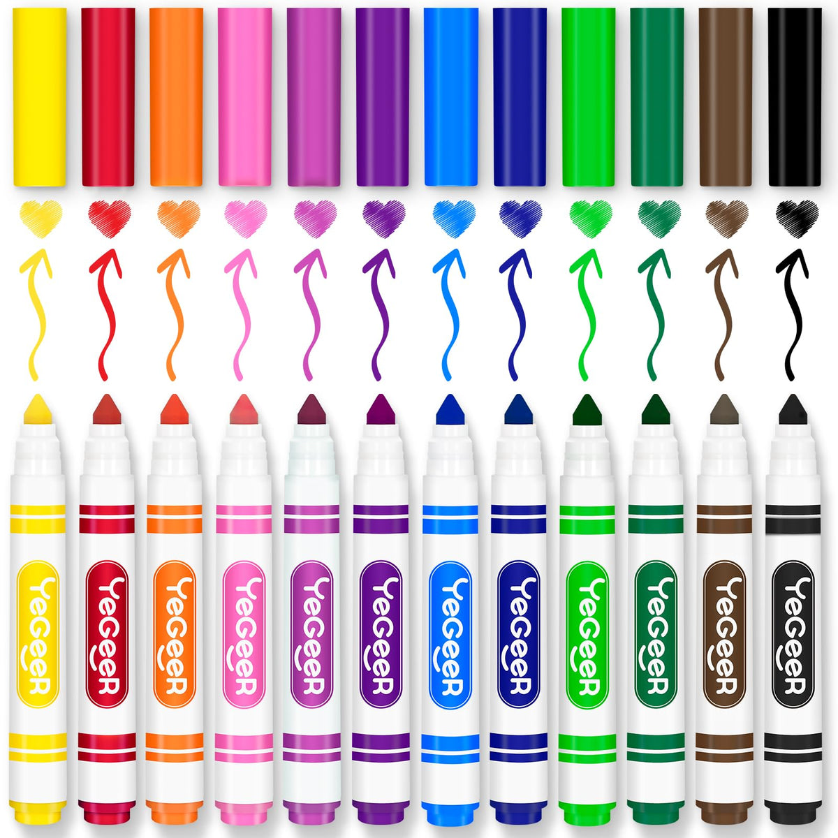 YEGEER durable storage outer box protects markers and simplifies cleanup.