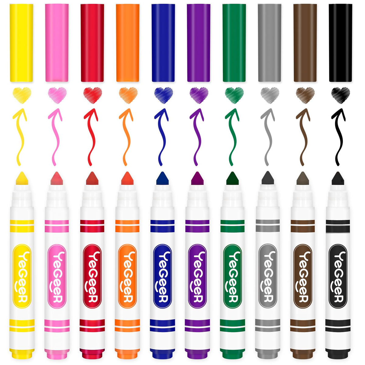 YEGEER markers are easy to clean from hands and fabrics