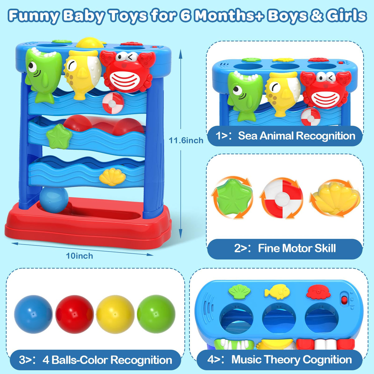 YEGEER toy features musical button play with gentle sounds and engaging feedback.