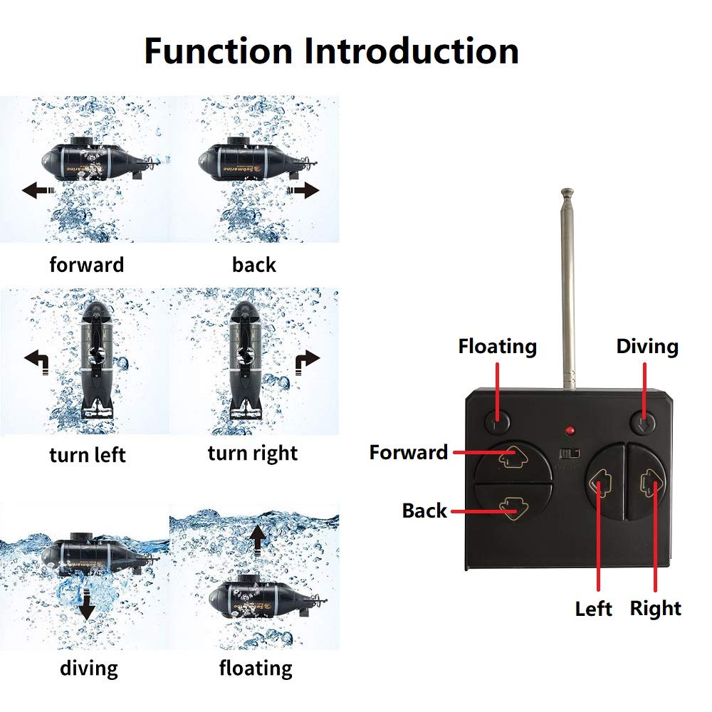 YEIBOBO LED-lit submarine, bright night play in water.